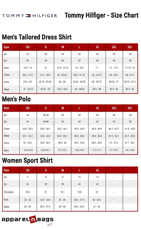 tommy hilfiger shirt size chart.